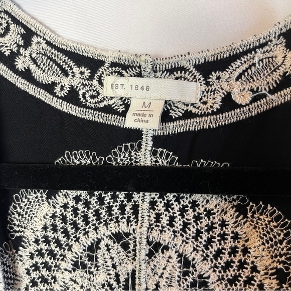 Est. 1946 Boho Black White Allover Embroidered Kimono Jacket Duster Coverup S/M - Picture 7 of 11